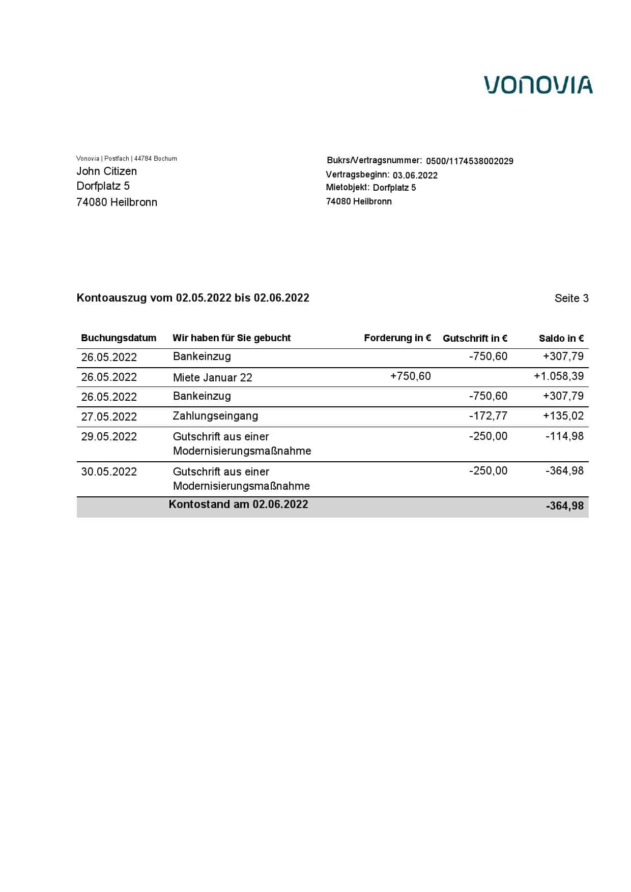 Germany-Vonovia-statement-on-deutsch-3-pages_000003.jpg Germany Vonovia bank statement, Word and PDF template, 3 pages - Image 3