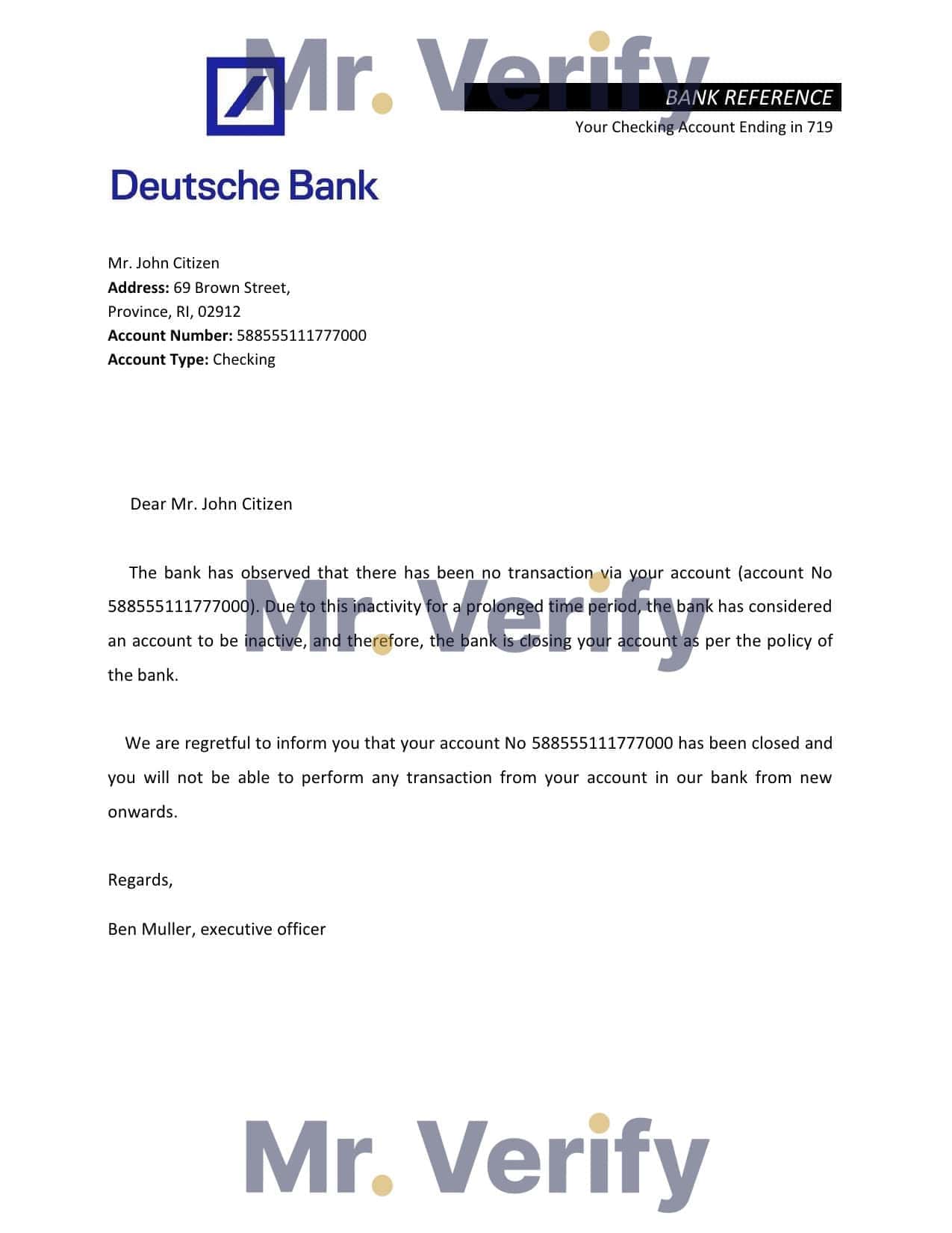 Germany Deutsche bank account closure reference letter template in Word and PDF format Germany Deutsche bank account closure reference letter template in Word and PDF format