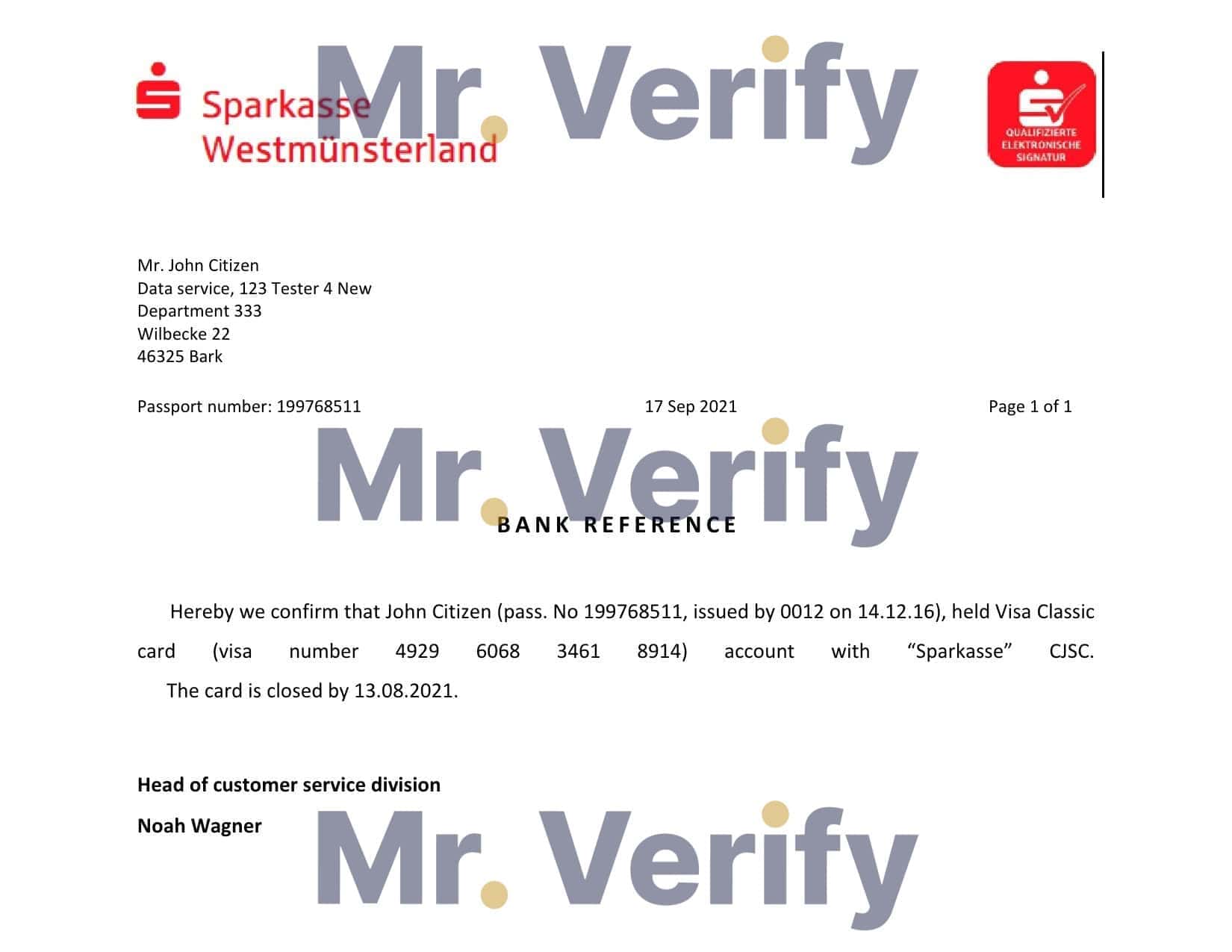 Germany Sparkasse bank account closure reference letter template in Word and PDF format Germany Sparkasse bank account closure reference letter template in Word and PDF format