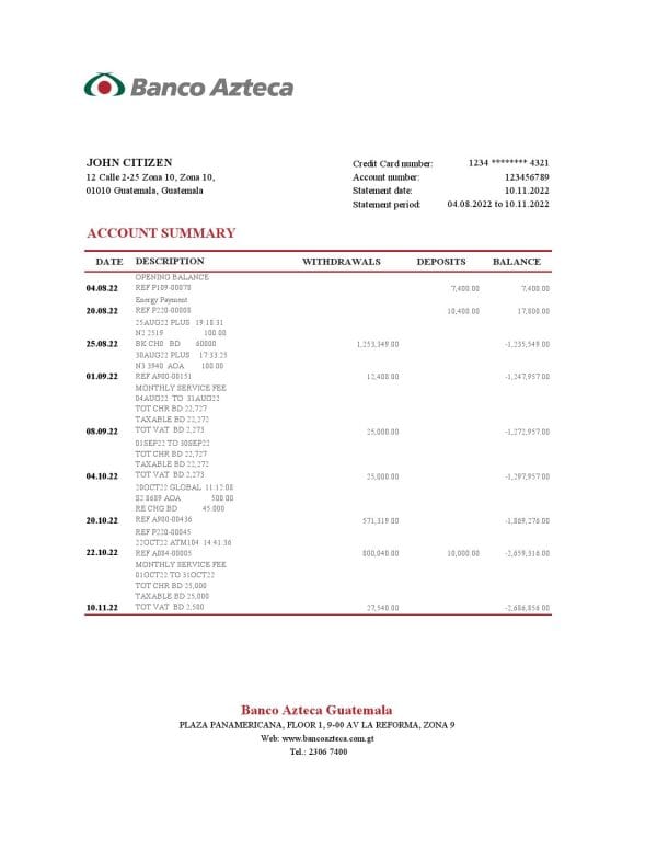 Guatemala-Azteca-bank-statement-Excel-and-PDF-template.jpg Guatemala Azteca bank statement Excel and PDF template
