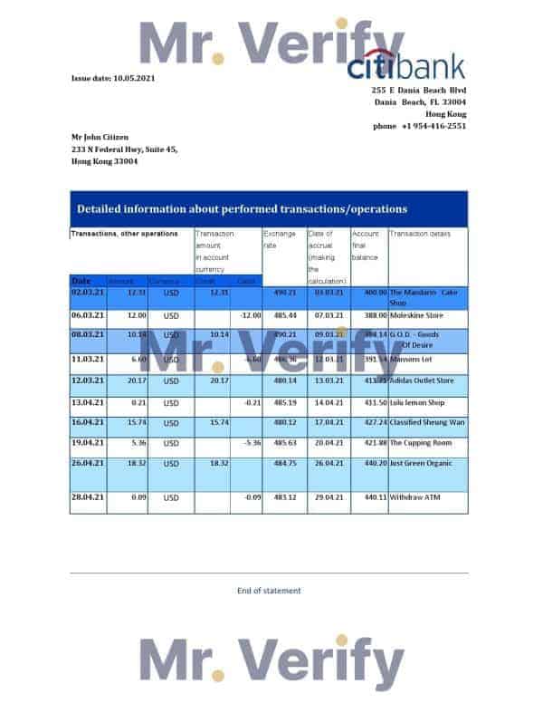 Hong-Kong-Citibank.jpg Hong Kong Citibank proof of address bank statement template in Excel and PDF format