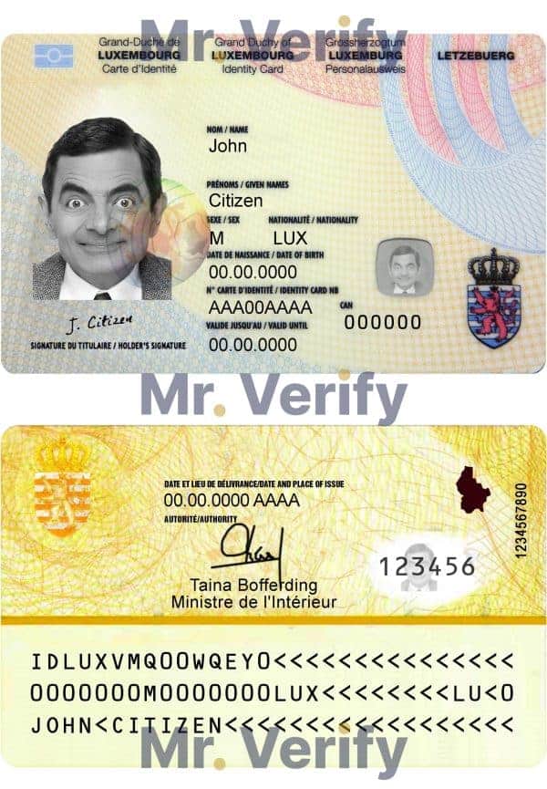 Luxembourg ID template in PSD format