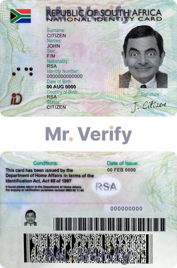 South Africa ID template in PSD format, fully editable (2013 – present)