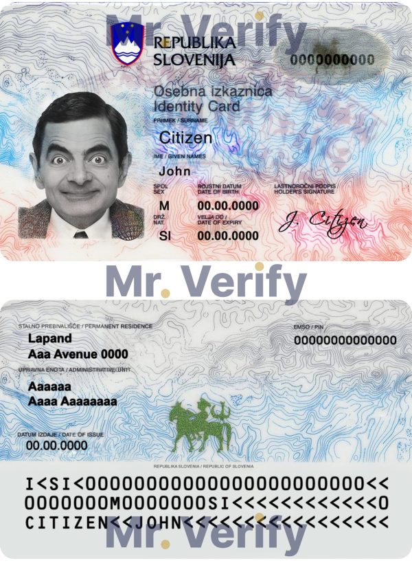Slovenia ID template in PSD format