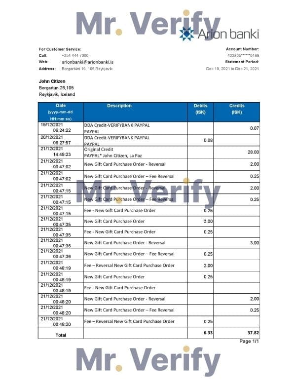 Iceland-Arion.jpg Iceland Arion Bank statement easy to fill template in .xls and .pdf file format