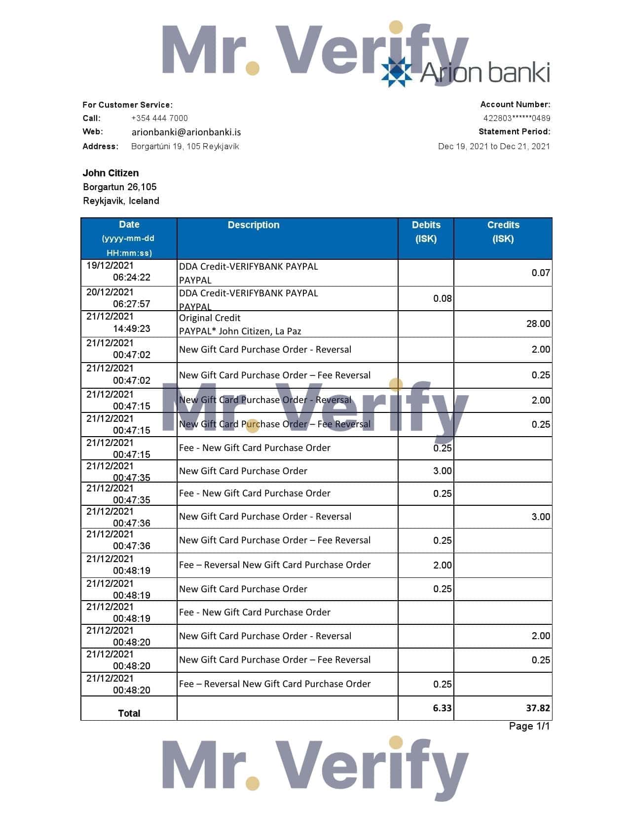 Iceland-Arion.jpg Iceland Arion Bank statement easy to fill template in .xls and .pdf file format