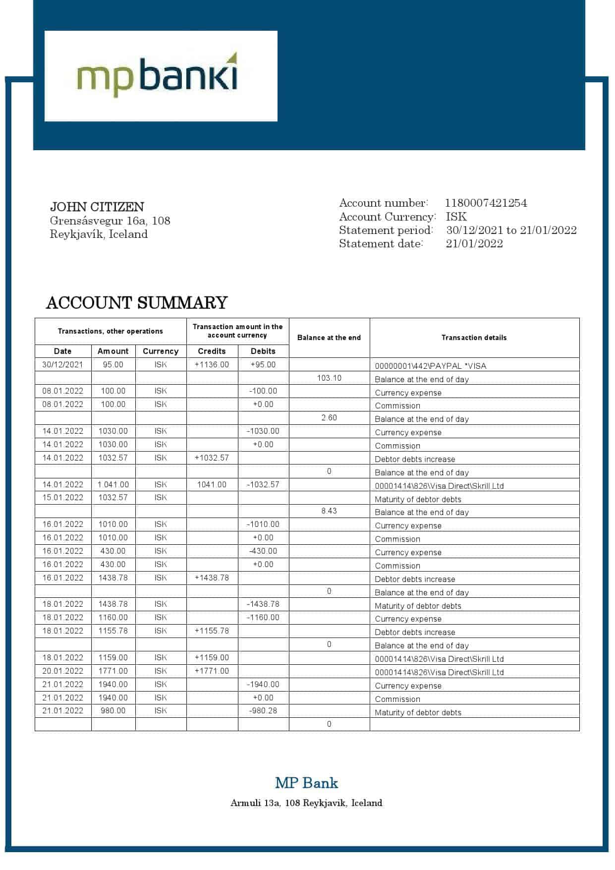 Iceland-MP-Bank-statement-template-in-Word-and-PDF-format-.doc-and-.pdf.jpg Iceland MP Bank statement template in Word and PDF format (.doc and .pdf)