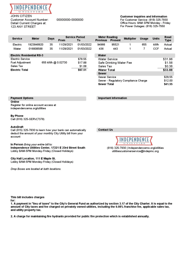 Independence-Utilities.png USA Missouri Independence Utilities utility bill template in Word and PDF format, version 2