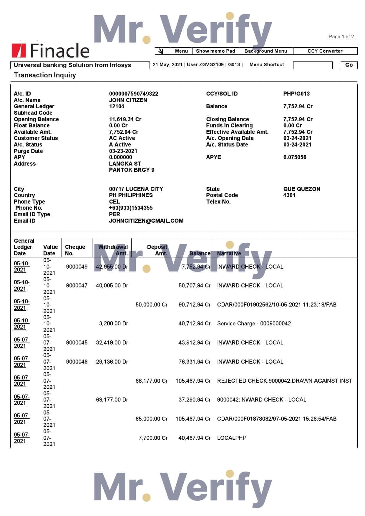 India-Finacle-bank-st.jpg India Finacle bank statement in Word and PDF format (2 pages)