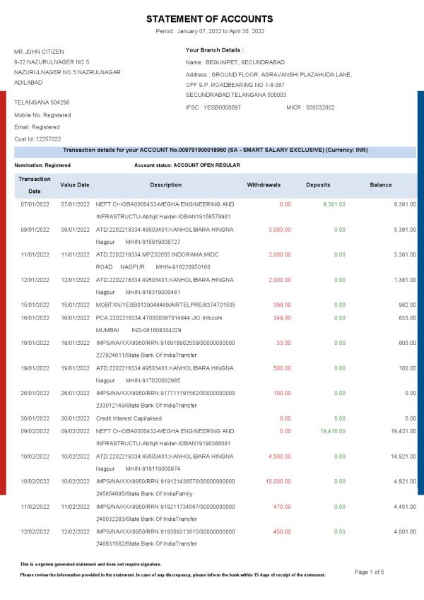 India-HDFC-bank-statement-Word-and-PDF-template-5-pages-1.jpg India HDFC bank statement Word and PDF template, 5 pages