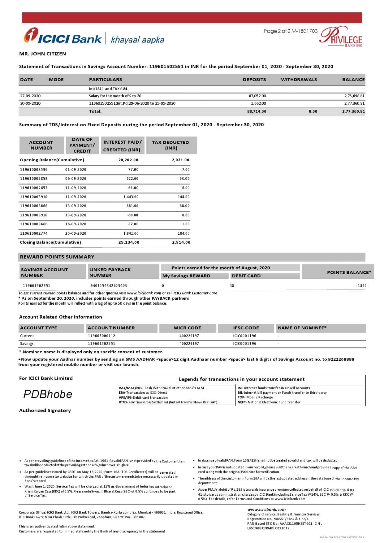 India-ICICI-Bank_000002.jpg India ICICI Bank statement template in Word and PDF format (2 pages) - Image 2