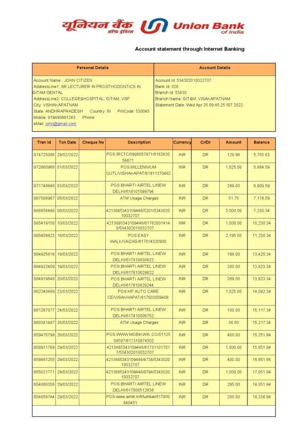 India-Union-Bank-of-India-bank-statement-Word-and-PDF-template-2-pages-1.jpg India Union Bank of India bank statement Word and PDF template, 2 pages