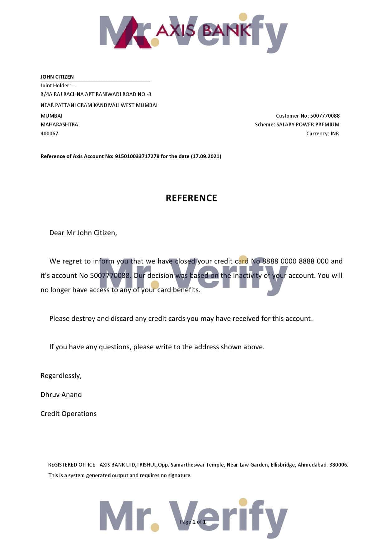 India Axis bank account closure reference letter template in Word and PDF format India Axis bank account closure reference letter template in Word and PDF format