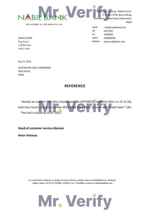 India Nabil bank account closure reference letter template in Word and PDF format India Nabil bank account closure reference letter template in Word and PDF format