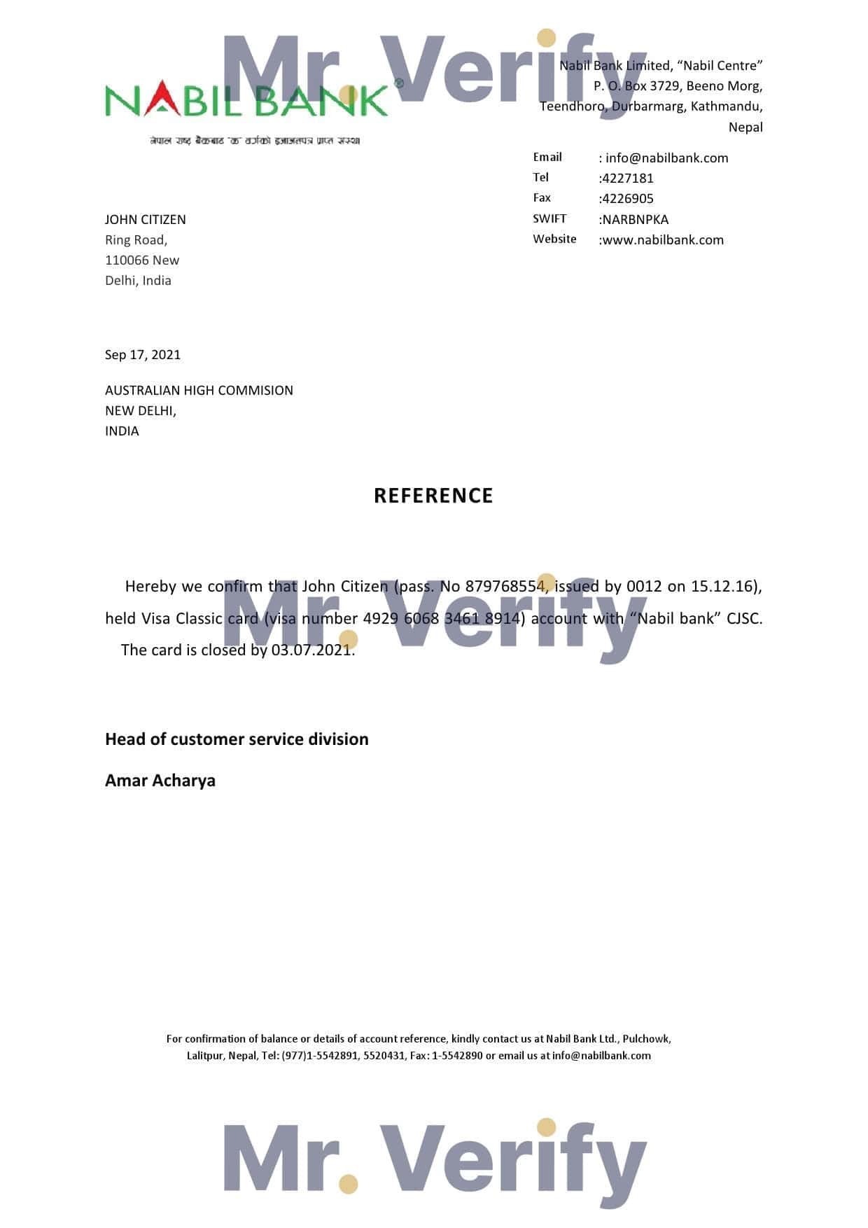 India Nabil bank account closure reference letter template in Word and PDF format India Nabil bank account closure reference letter template in Word and PDF format