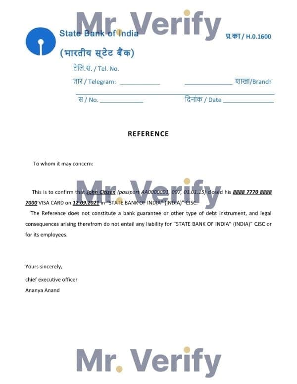 India State Bank of India bank account closure reference letter template in Word and PDF format India State Bank of India bank account closure reference letter template in Word and PDF format