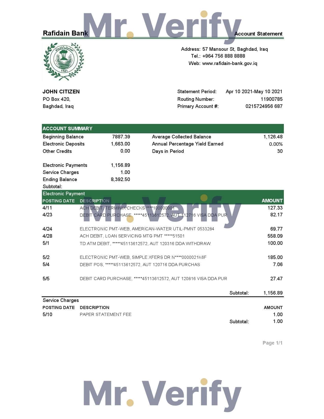 Iraq-Rafidain-Bank.jpg Iraq Rafidain Bank statement template in .xls and .pdf file format