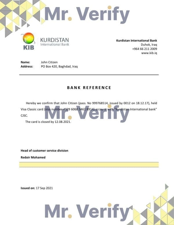 Iraq_Kurdistan International_closure reference Iraq Kurdistan International bank account closure reference letter template in Word and PDF format
