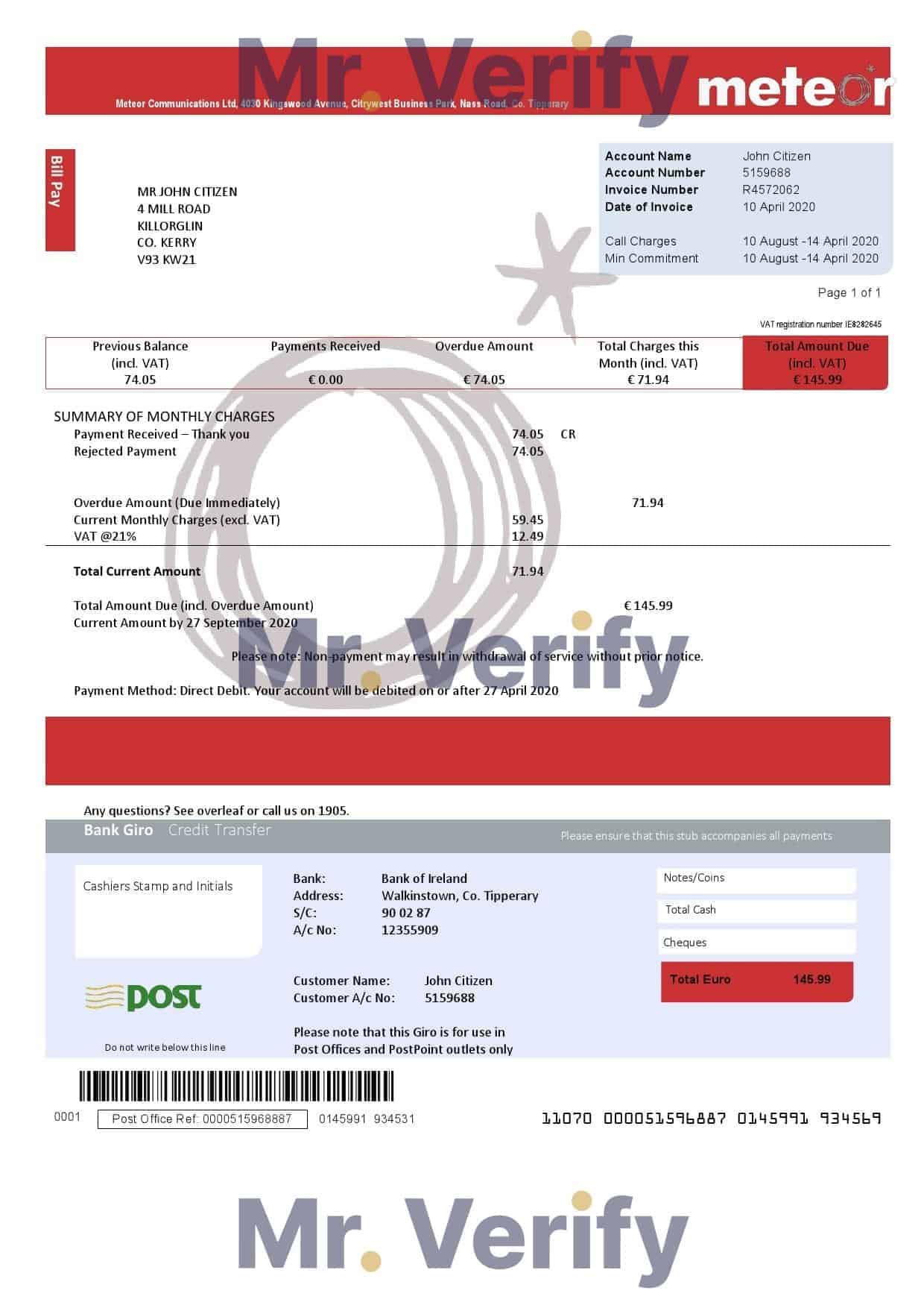 Ireland-Meteor-utility-bill-template-in-Word.jpg Ireland Meteor utility bill template fully editable in PSD format