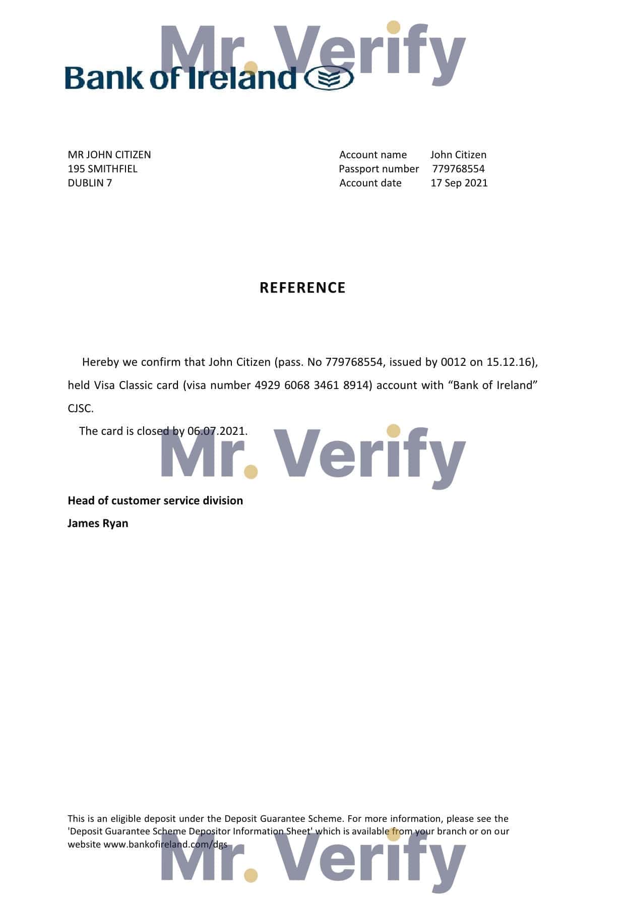 Ireland Bank of Ireland account closure reference letter template in Word and PDF format Ireland Bank of Ireland account closure reference letter template in Word and PDF format