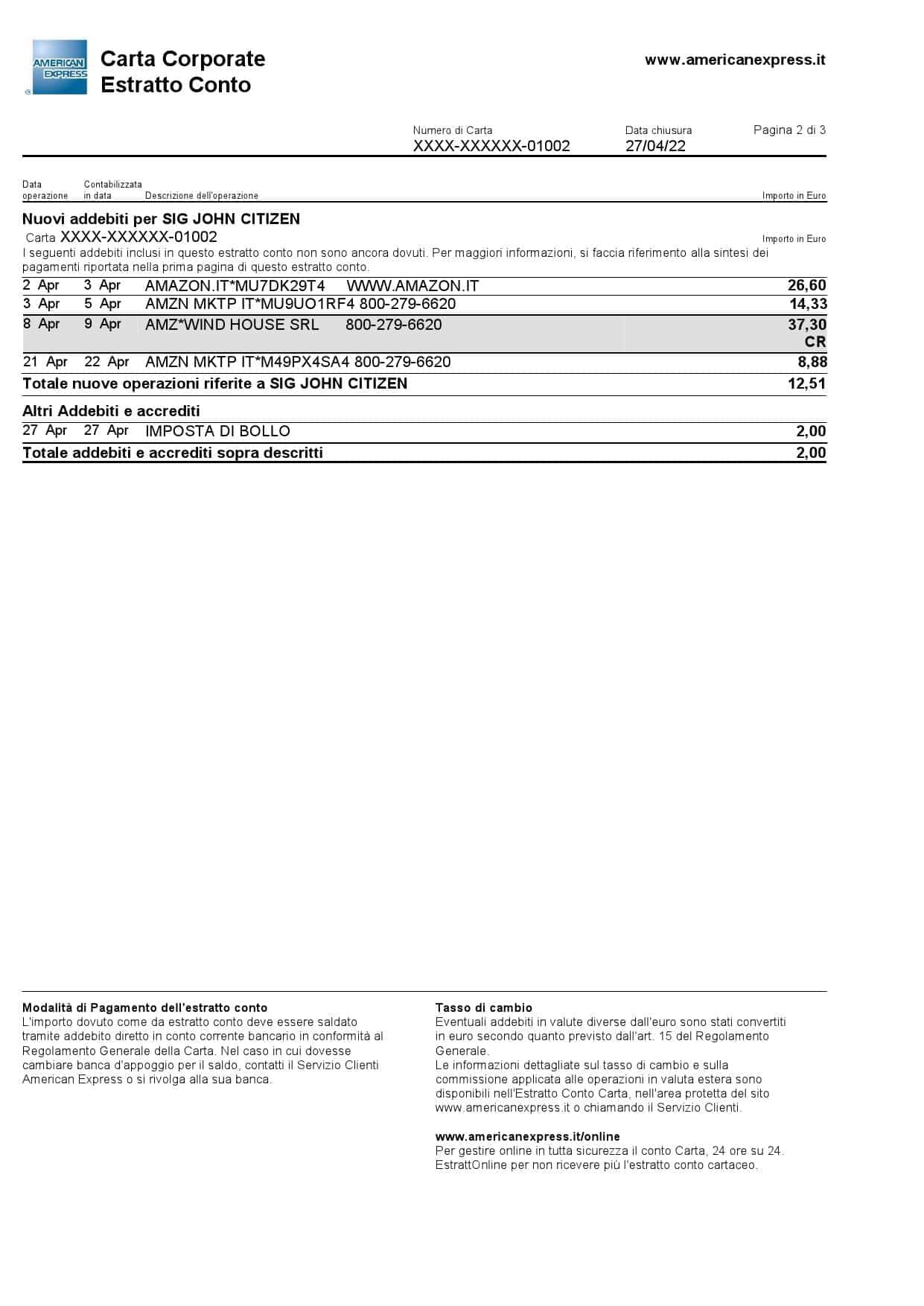 Italy-American-Express-Amex-bank-card-statement-Word-and-PDF-template-3-pages-2.jpg Italy American Express Amex bank card statement Word and PDF template, 3 pages - Image 2