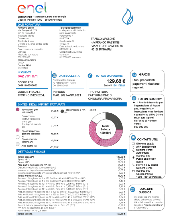 Italy-Enel-Energia-utility-bill-NEW_000001.png Italy Enel Energia utility bill template in Word and PDF format
