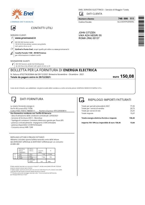 Italy-Enel_000001.jpg Italy Enel electricity utility bill template in Word and PDF format
