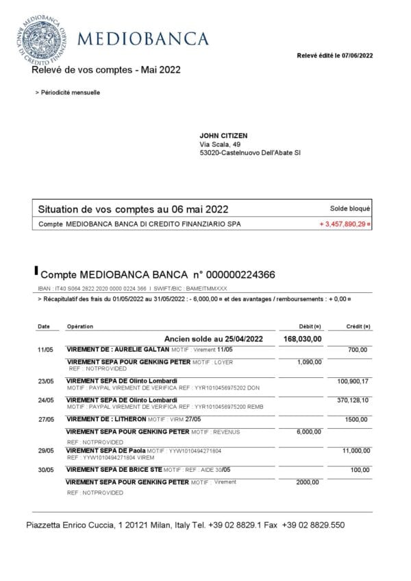 Italy-Mediobanca-bank-statement_000001.jpg Italy Mediobanca bank statement Word and PDF template