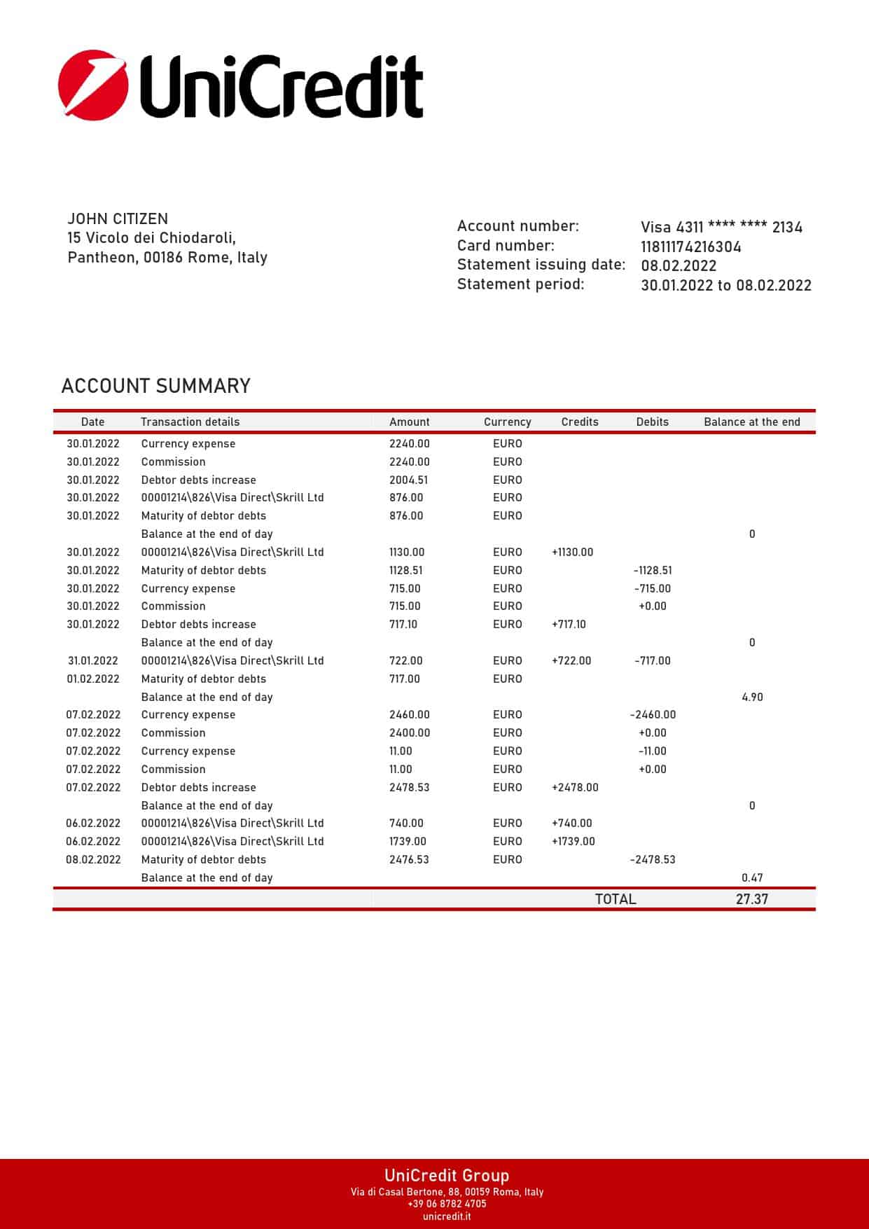 Italy-Unicredit-bank-statement_000001.jpg Italy Unicredit bank statement template in .doc and .pdf format, fully editable