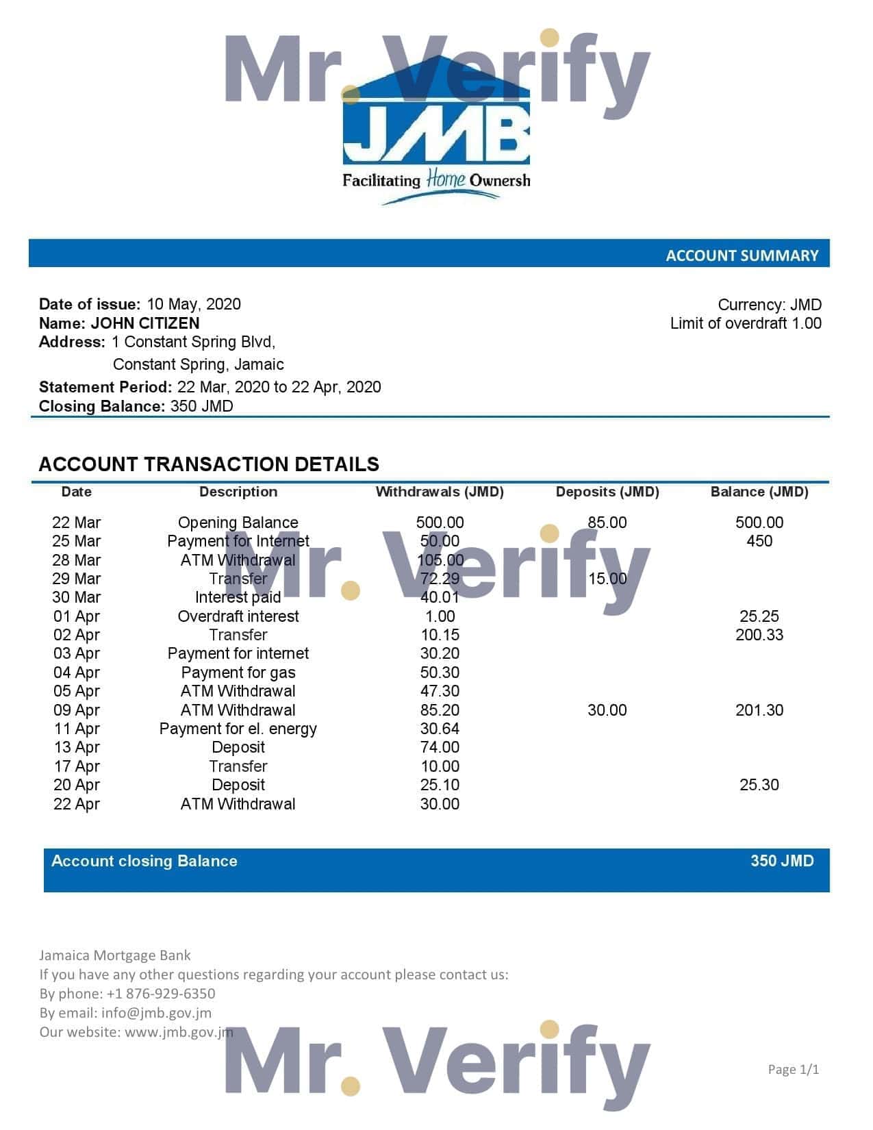 Jamaica-Mortgage-Bank.jpg Jamaica Mortgage Bank statement template, Word and PDF format (.doc and .pdf)