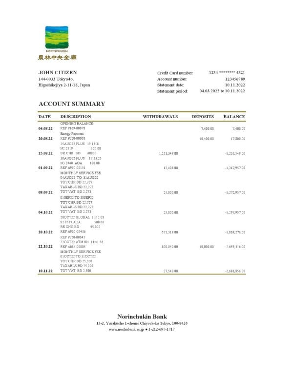 Japan-Norinchukin-bank-statement-Excel-and-PDF-template.jpg Japan Norinchukin bank statement Excel and PDF template