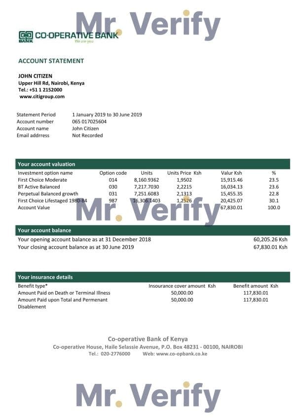Kenya-Co-operative-Bank-of-Kenya.jpg Kenya Co-Operative Bank proof of address statement template in Word and PDF format, .doc and .pdf format