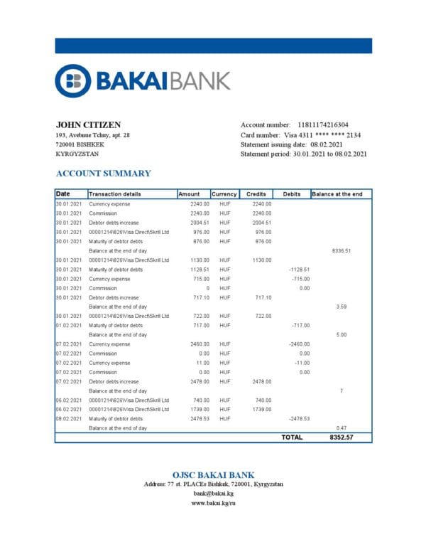 Kyrgyzstan-OJSC-Bakai-Bank_000001.jpg Kyrgyzstan OJSC Bakai Bank statement easy to fill template in Excel and PDF format