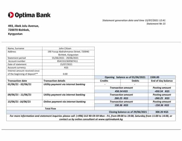 Kyrgyzstan-Optima-Bank-statement-template-in-Word-and-PDF-format.jpg Kyrgyzstan Optima Bank statement template in Word and PDF format