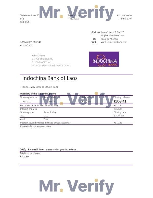 Laos-Indochina-Bank-1.jpg Laos Indochina Bank statement easy to fill template in Excel and PDF format