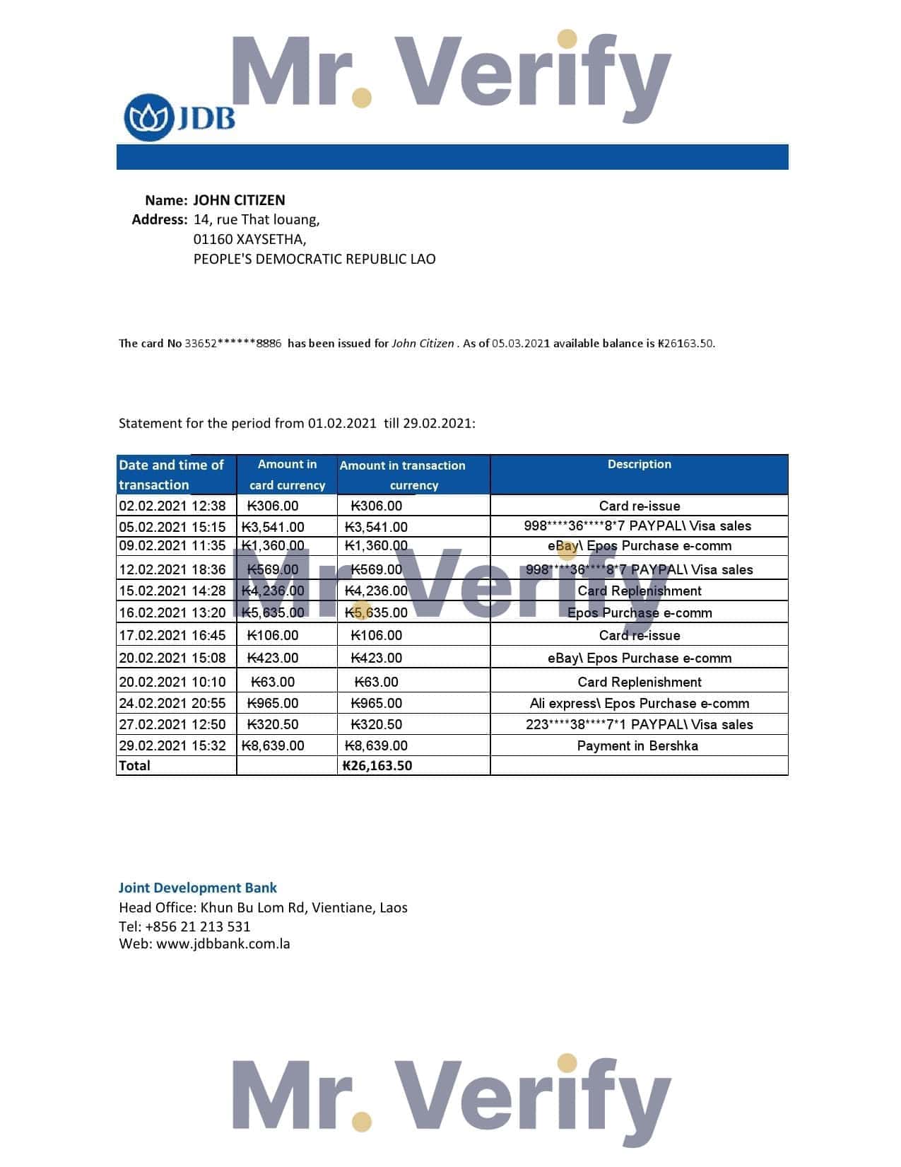 Laos-Joint-Development.jpg Laos Joint Development Bank (JDB) statement easy to fill template in .xls and .pdf file format
