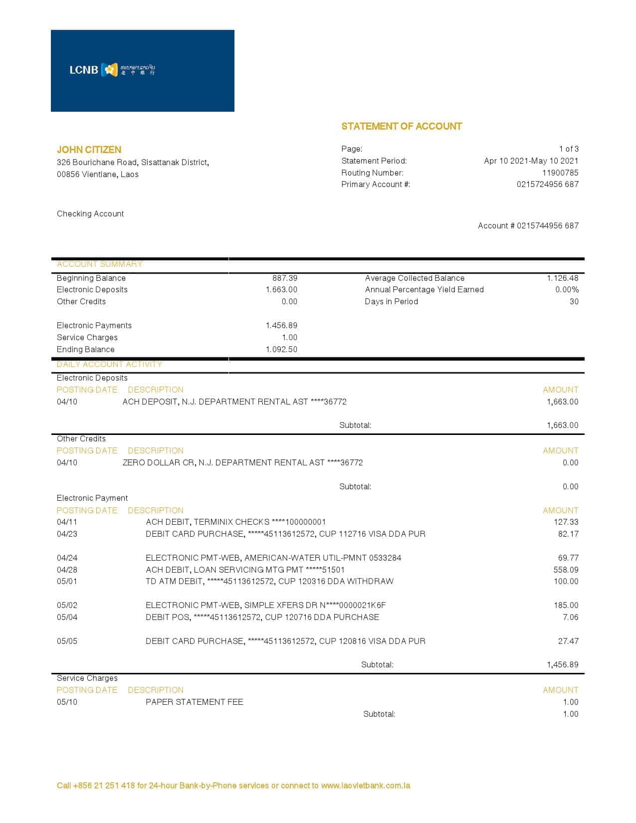 Laos-LCNB-Bank-statement-template-in-Word-and-PDF-format.jpg Laos LCNB Bank statement template in Word and PDF format