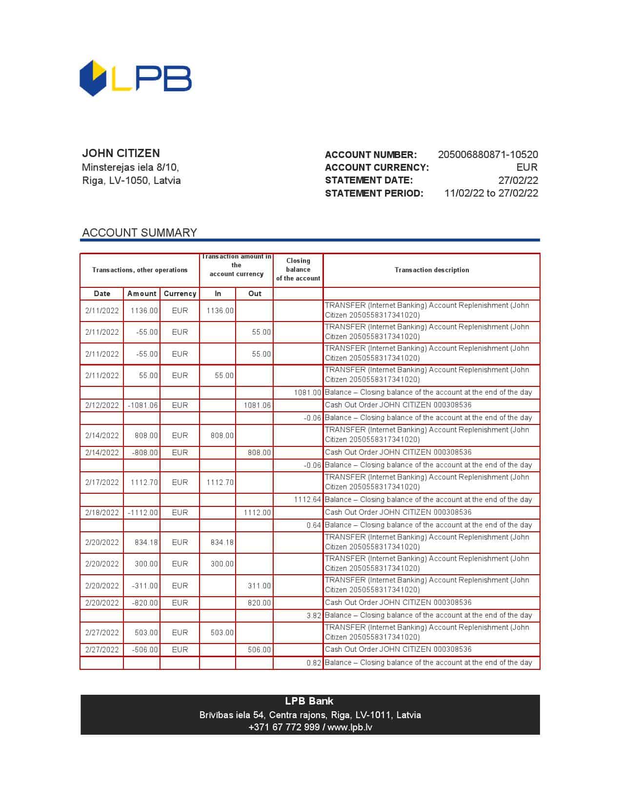 Latvia-LPB-bank-statement-Excel-and-PDF-template.jpg Latvia LPB bank statement Excel and PDF template