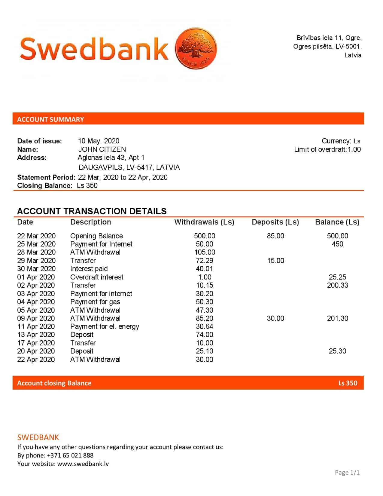 Latvia-Swedbank-bank-statement-template-Word-and-PDF-format-.doc-and-.pdf.jpg Latvia Swedbank bank statement template, Word and PDF format (.doc and .pdf)