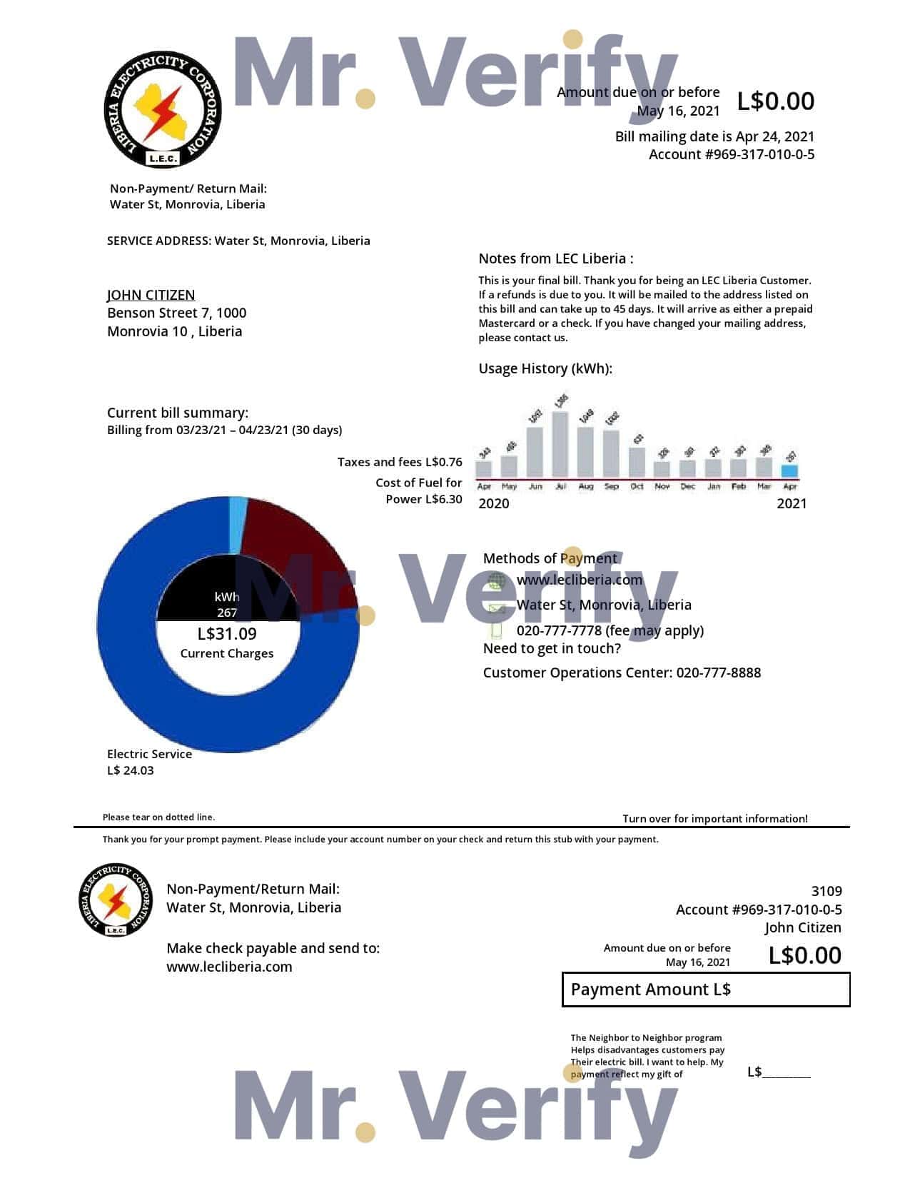 Liberia-Electricity-Corporation-utility.jpg Liberia Electricity Corporation utility bill template in Word and PDF format