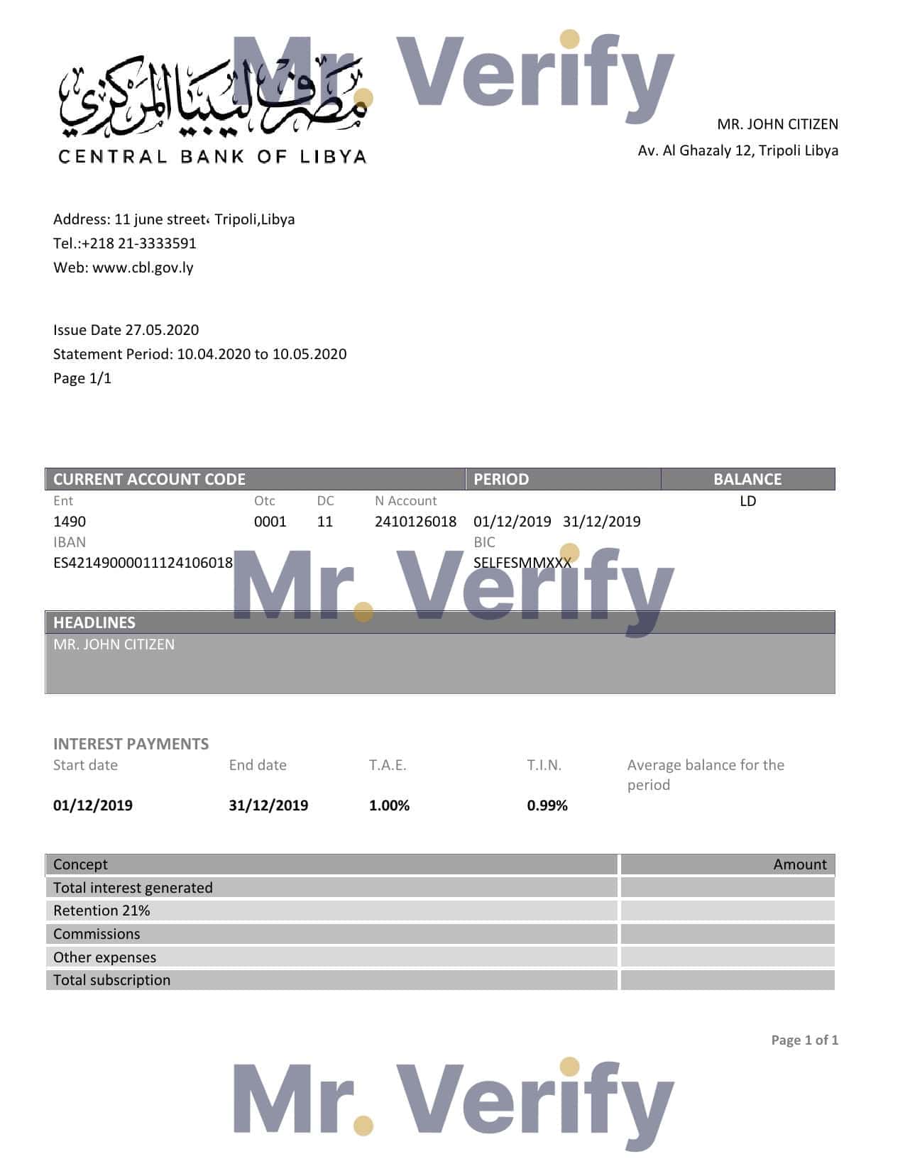 Libya-Central-Bank-Of-Libya-1.jpg Libya Central Bank of Libya proof of address bank statement template in Word and PDF format (.doc and .pdf)