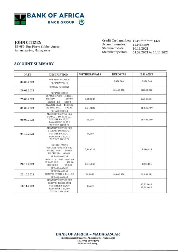 Madagascar-Bank-of-Africa-bank-statement-template-in-Word-and-PDF-format.jpg Madagascar Bank of Africa bank statement template in Word and PDF format