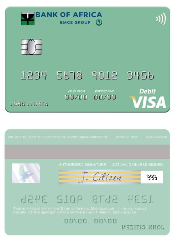 Madagascar Bank of Africa visa credit card Fillable Madagascar Bank of Africa visa credit card Templates