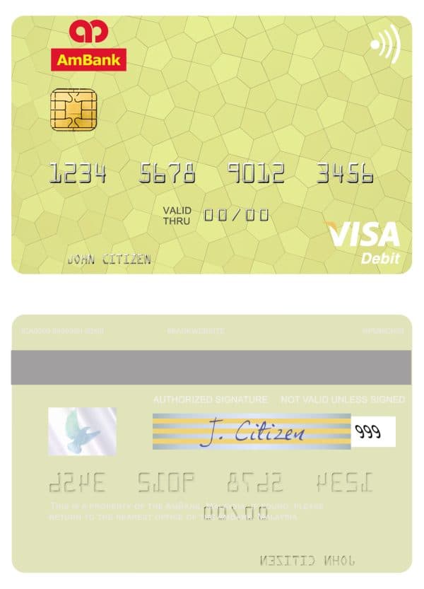 Fillable Malaysia AmBank visa credit card Templates