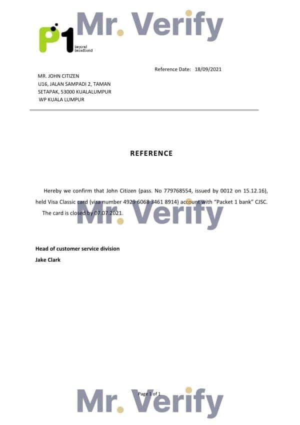 Malaysia Packet 1 Network bank account closure reference letter template in Word and PDF format