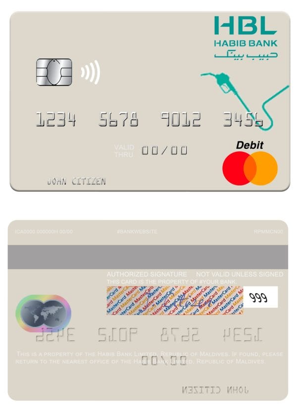 Editable Maldives Habib Bank Limited mastercard credit card Templates