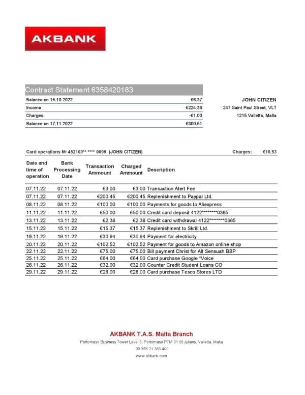 Malta-Akbank-bank-statement-Excel-and-PDF-template.jpg Malta Akbank bank statement Excel and PDF template