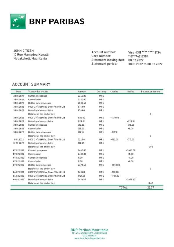 Mauritania-BNP-Paribas-bank-statement-template-in-Word-and-PDF-format.jpg Mauritania BNP Paribas bank statement template in Word and PDF format