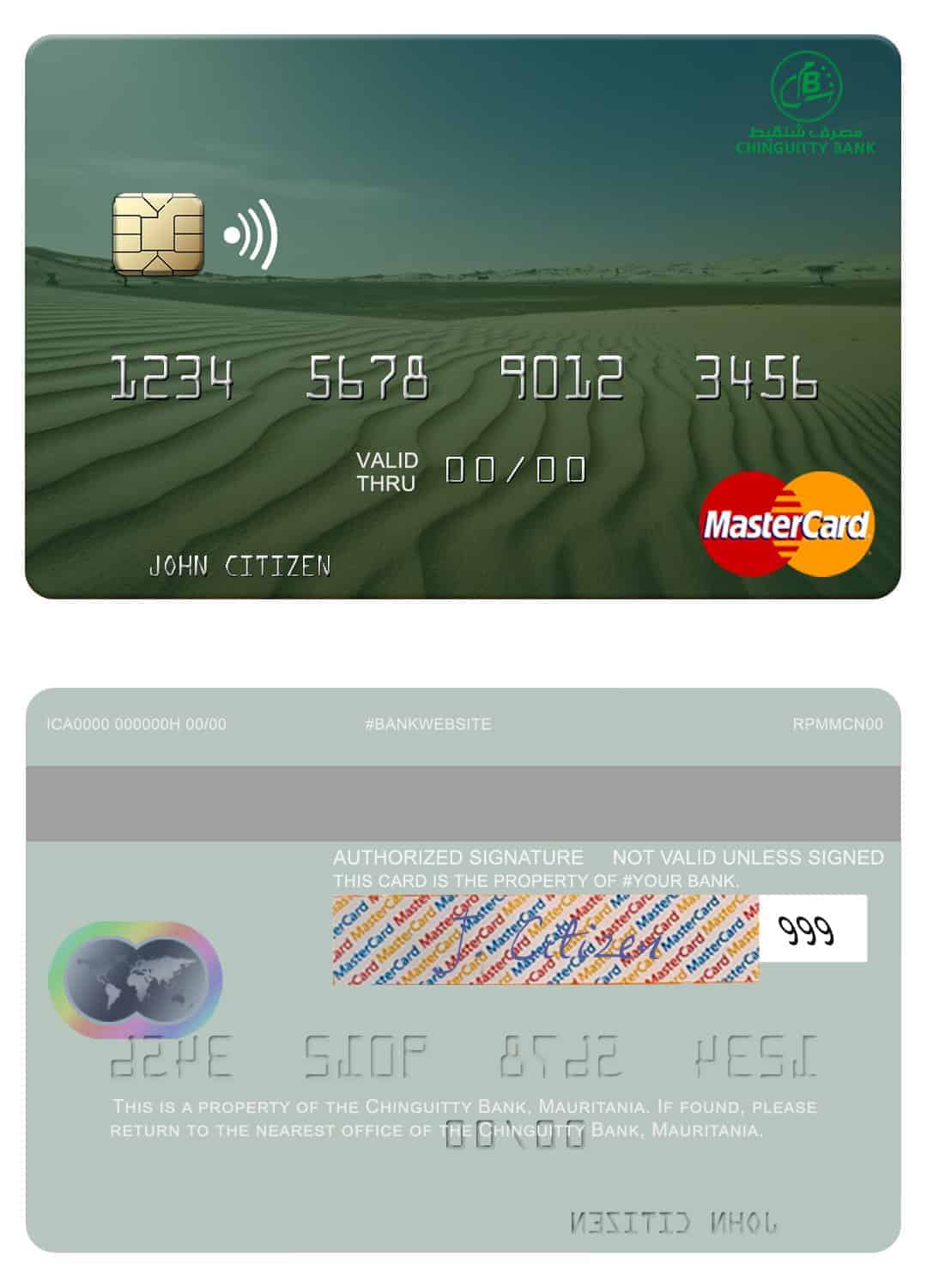 Mauritania Chinguitty Bank mastercard credit card Editable Mauritania Chinguitty Bank mastercard credit card Templates