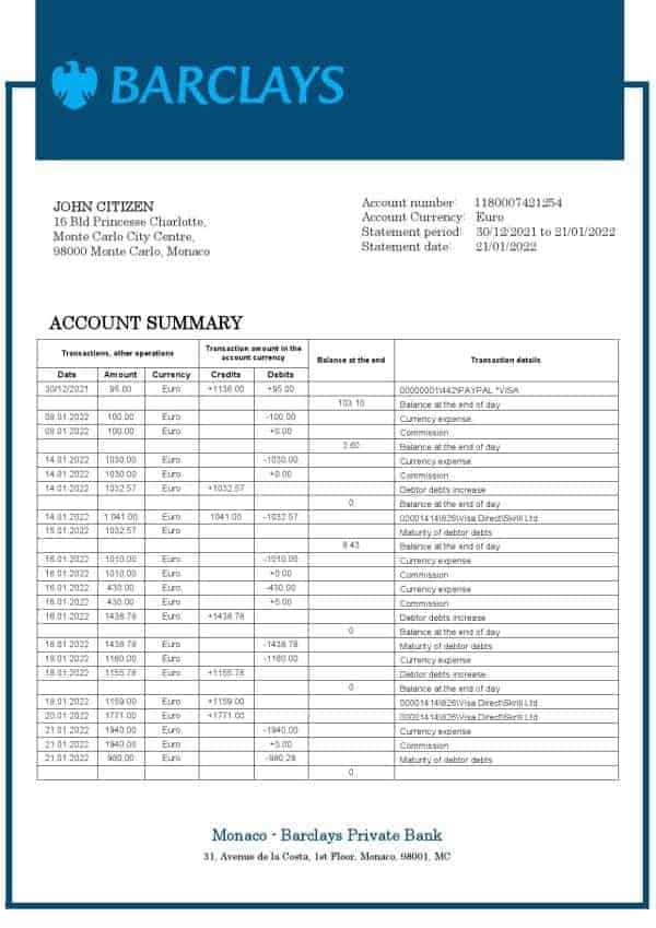 Monaco-Barclays-Private-Bank-statement-easy-to-fill-template-in-Word-and-PDF-format.jpg Monaco Barclays Private Bank statement easy to fill template in Word and PDF format